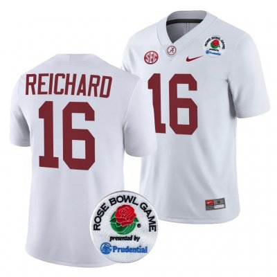 Men's Alabama Crimson Tide #16 Will Reichard 2024 Rose Bowl White NCAA Playoff College Football Jersey 2403ESGX7